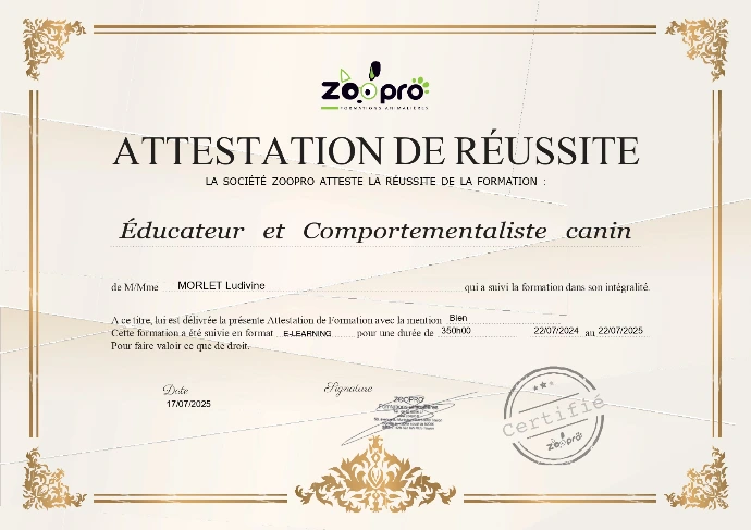 attestation éducateur canin